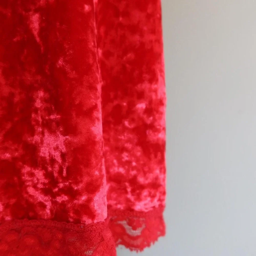 Red Velvet Spaghetti Strap Dress Casual Lace Cami Top Faded Glory - Picture 5 of 5